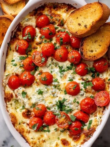 Caprese Dip with Roasted Cherry Tomatoes and a Melty Cheese Blend Recipe