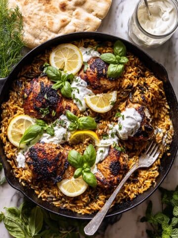 One Skillet Tzatziki Chicken and Orzo Recipe