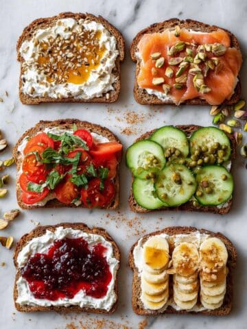 Cottage Cheese Toast with Smoked Salmon and Fresh Toppings Recipe