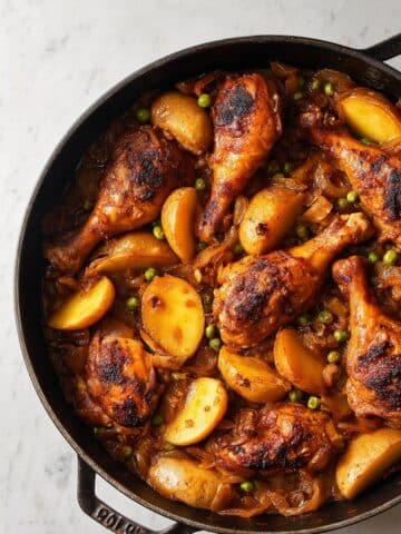 Roasted Chicken with Peas and Potatoes in Spiced Onion Sauce Recipe