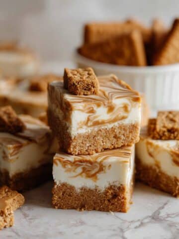 Biscoff Rice Krispie Treats with White Chocolate and Cookie Swirl Topping Recipe