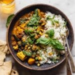 Spicy Coconut Basil Chicken Curry with Garden Vegetables Recipe