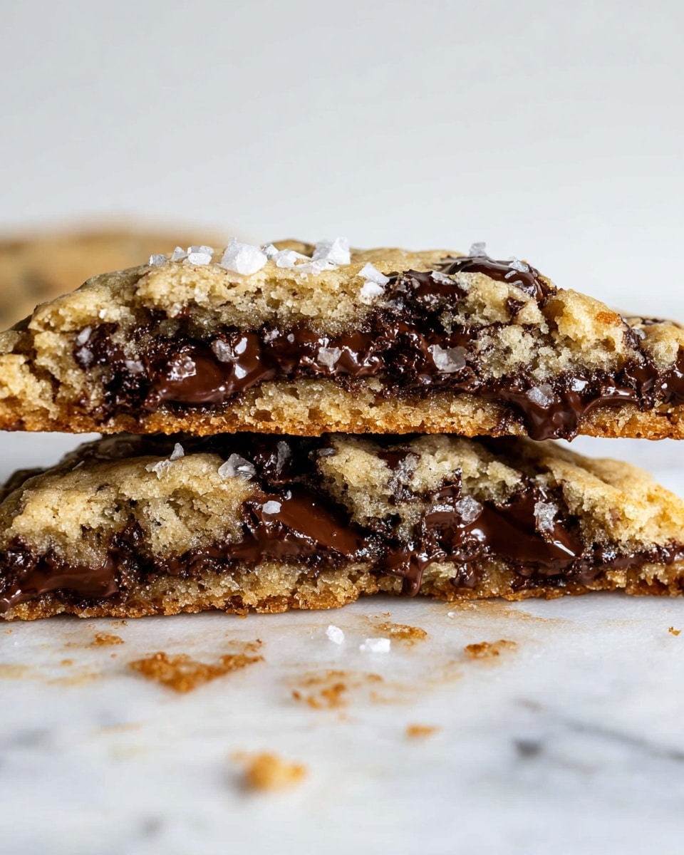 The image shows several round oatmeal chocolate chip cookies laid flat on a white marbled surface. Each cookie has a golden-brown color with a bumpy texture, featuring visible dark brown chocolate chips scattered throughout. The cookies appear soft with slightly crisp edges, and each is sprinkled with a small amount of coarse salt that shines faintly in the light. The cookies are arranged closely but not stacked, giving a clear view of their individual shapes and textures. Photo taken with an iphone --ar 4:5 --v 7