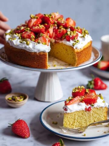 Strawberry Pistachio Olive Oil Cake Recipe