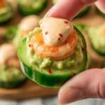 Shrimp and Avocado Cucumber Appetizer with Green Chili Guacamole Recipe