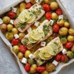 Greek Lemon Garlic Sheet Pan Salmon with Potatoes Recipe