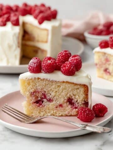 Raspberry Almond Cake with Almond Buttercream Frosting Recipe