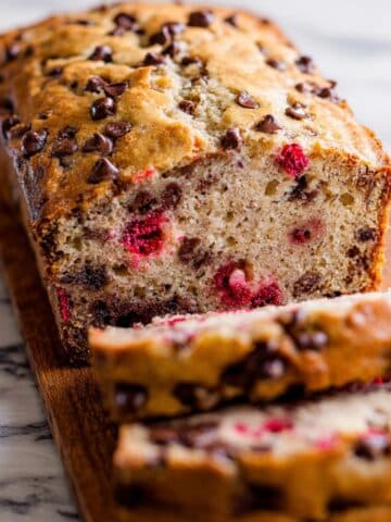 Dark Chocolate Chip Raspberry Banana Bread Recipe