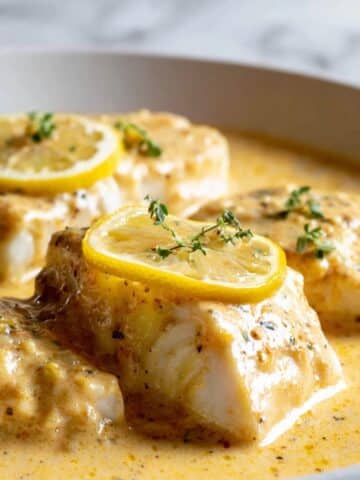 Baked Fish with Lemon Cream Sauce Recipe