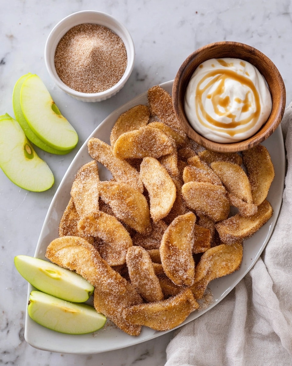 April Fools Apple Fries with Cinnamon Sugar & Caramel Dip