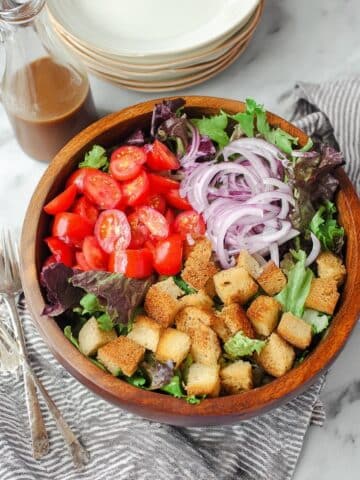 Spring Mix Salad with Herb-Crusted Croutons and Balsamic Vinaigrette Recipe
