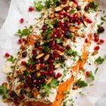 Christmas Baked Salmon with Creamy Dill Sauce, Cranberry-Orange Glaze, and Holiday Tapenade Recipe