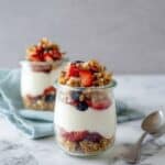 Simple Yogurt Parfait with Cherries, Strawberries, and Granola Recipe