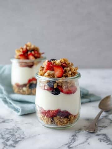 Simple Yogurt Parfait with Cherries, Strawberries, and Granola Recipe