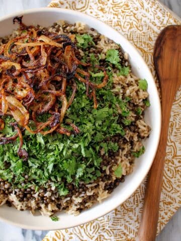 Comforting Lentils and Rice with Caramelized Onions Recipe