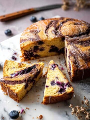 Blueberry Sour Cream Coffee Cake with Lemon Glaze and Streusel Recipe