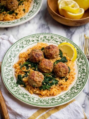 Lemony Turkey Meatballs with Flavorful Rice Recipe