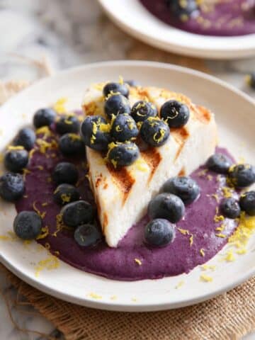 Blueberry-Lemon Grilled Angel Food Cake with Greek Yogurt and Fresh Berries Recipe