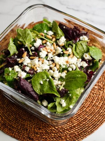 Spring Mix Salad with Feta, Pine Nuts, and Lime Dressing Recipe
