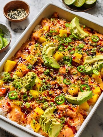 Mango-Salmon Sushi Bake Recipe