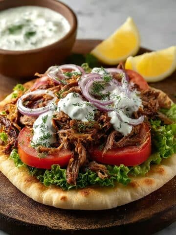 Slow Cooker Chicken Gyros with Tzatziki Sauce Recipe