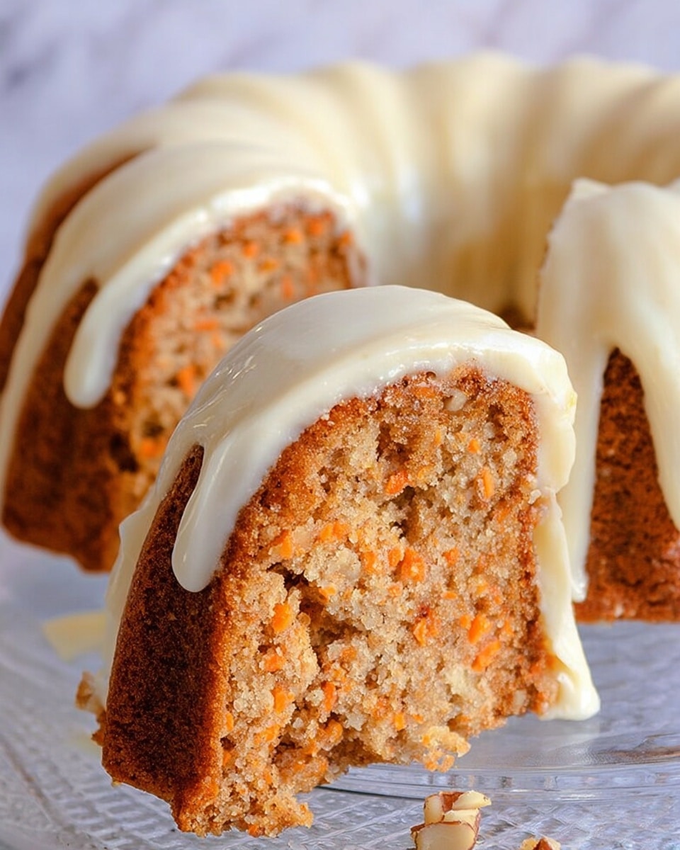 The image shows a bundt cake with a light brown color and a soft texture, sitting on a clear cake stand. The cake has a smooth, creamy white frosting draped over the top, dripping slightly down the sides in thick layers. The background is a white marbled texture, creating a clean, bright look. Photo taken with an iphone --ar 4:5 --v 7