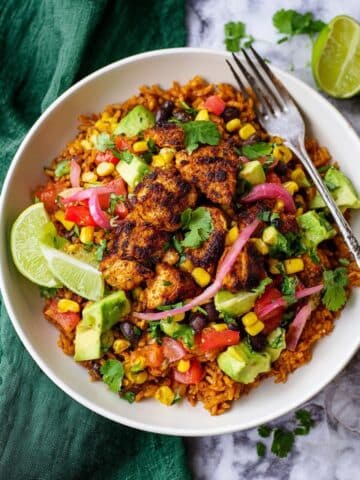Chipotle Chicken Burrito Bowl with Lime and Cilantro Recipe