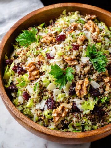 Shaved Raw Brussels Sprouts Cranberry Quinoa Salad Recipe