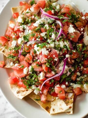 Mediterranean Tomato Salad with Za’atar Pita Chips Recipe