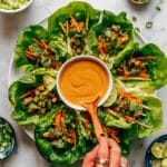 Crispy Tofu & Eggplant Lettuce Wraps with Tahini-Lime Dipping Sauce Recipe