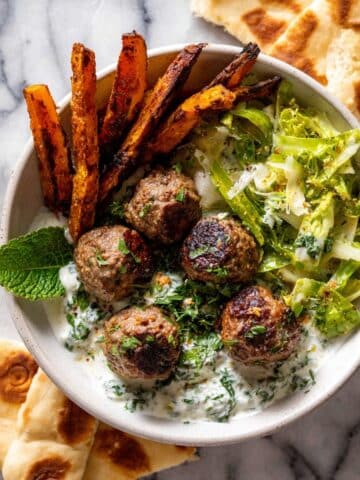 Sheet Pan Greek Meatballs and Tzatziki Recipe