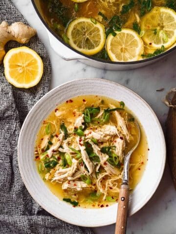 Simple Chicken Soup with Ginger and Lemon Recipe