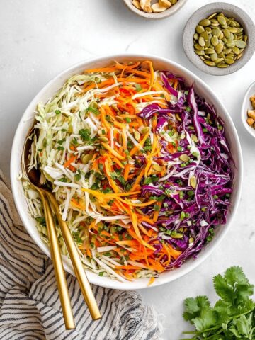 Healthy No-Mayo Coleslaw with Cilantro, Pepitas, and Toasted Almonds Recipe