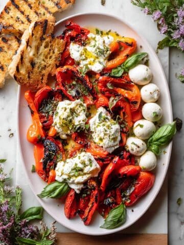 Charred Baby Bell Peppers with Burrata Recipe
