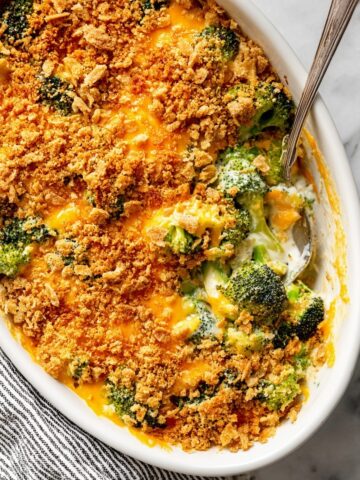 Broccoli Casserole with Cheddar, Mayo, and Panko Breadcrumb Topping Recipe