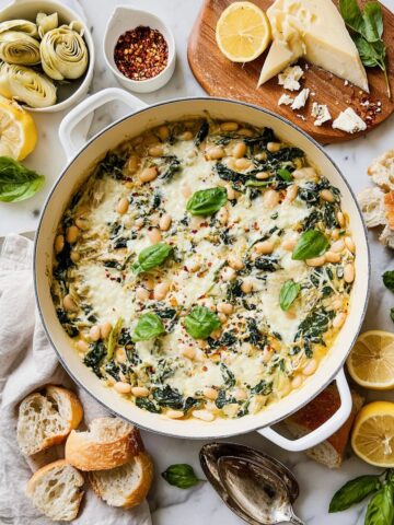 Spinach Artichoke White Bean Skillet Recipe