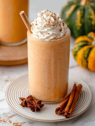 Creamy Pumpkin Smoothie with Cinnamon and Whipped Cream Recipe