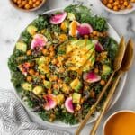 Kale Salad with Roasted Chickpeas, Carrot-Ginger Dressing, and Colorful Veggies Recipe