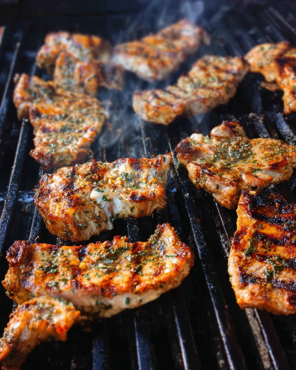 The image is split into two, showing grilled chicken pieces on the left and the finished dish on the right. On the left side, three pieces of light golden brown grilled chicken with dark grill marks sit on a black grill. The chicken appears juicy with slightly crispy edges. On the right side, a white plate holds several grilled chicken pieces covered with a green herb sauce, giving a textured and moist look. A small part of a lime wedge is visible on the plate. A woman's hand is brushing the green herb sauce onto the chicken with a white brush that has a wooden handle. The background is a white marbled surface. photo taken with an iphone --ar 4:5 --v 7