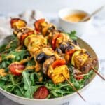 Grilled Veggie Kabobs with Harissa Yogurt Recipe