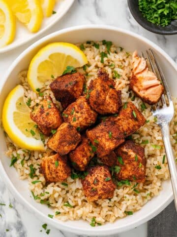 Blackened Air Fryer Salmon Bites Recipe
