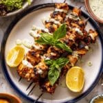 Lemon Feta Paprika Chicken Skewers with Charred Corn Recipe