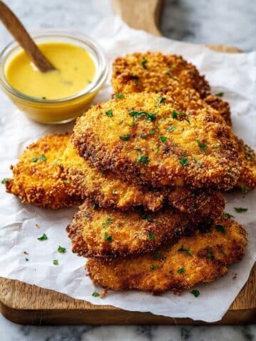 Crispy Air Fryer Chicken Cutlets with Honey Mustard Dipping Sauce Recipe