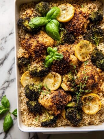 One Pan Lemon Pepper Yogurt Chicken and Rice Recipe