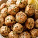 Easy Baked Chicken Meatballs with Lemon Herb Butter Sauce Recipe