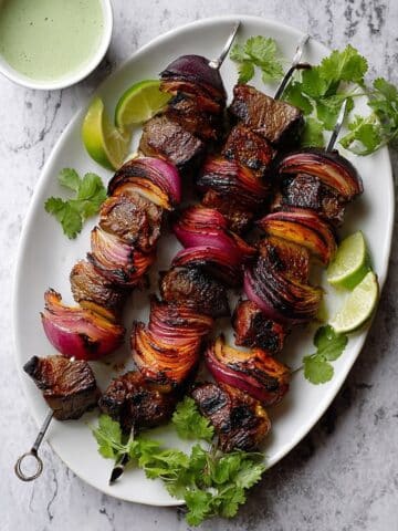 Indian-Style Beef Kabobs with Cilantro Coconut Sauce Recipe