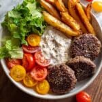 Burger Bowls with Caramelized Onion Aioli Recipe