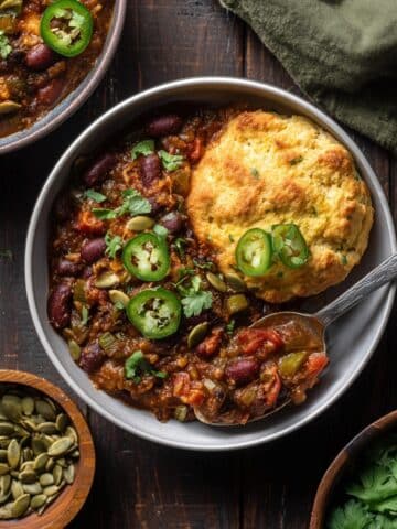Black Bean Chili with Cornbread Biscuits Recipe
