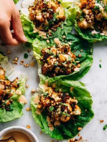 Roasted Cauliflower Lettuce Wraps with Korean BBQ-Inspired Sauce Recipe