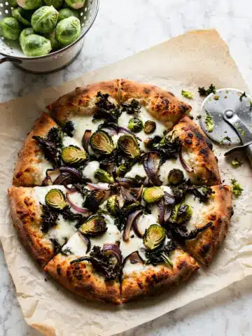 Brussels Sprouts Pizza with Balsamic Red Onions Recipe